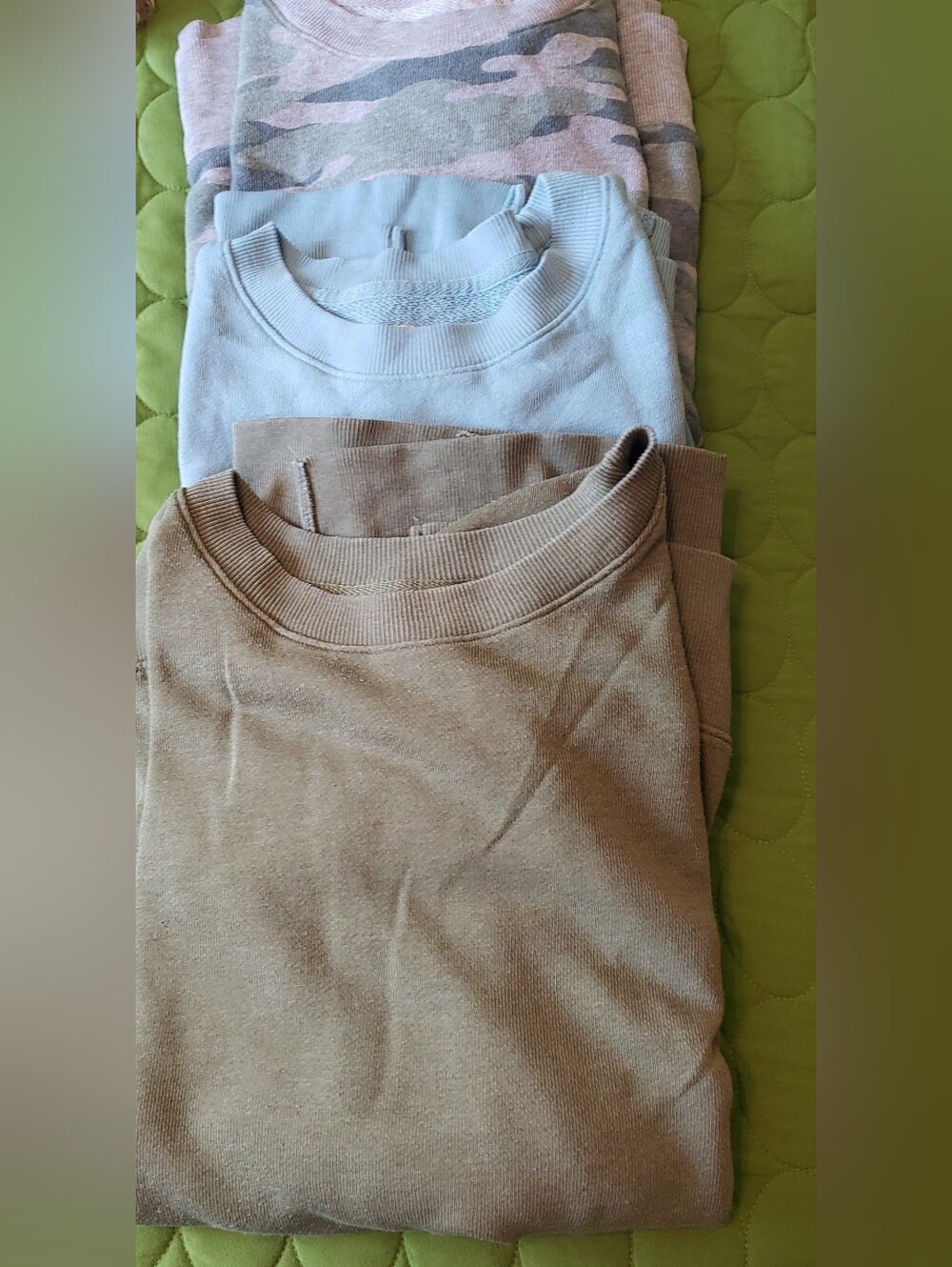 Bundle of Three Time and Tru Crewneck French Terry Sweatshirts